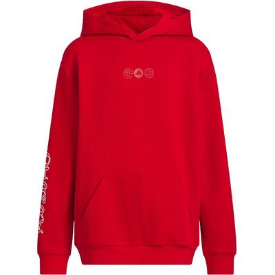 【自营】阿迪达斯新年款中国红童装中大童连帽运动休闲卫衣JN4383