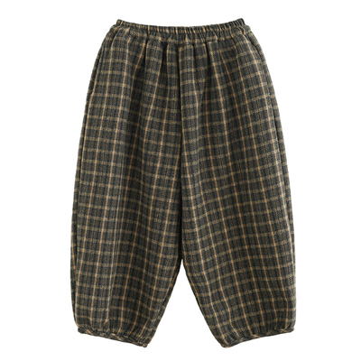 砚台家男童格子加绒灯笼裤