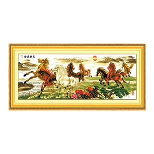 5d钻石画满钻客厅马到成功八骏图十字绣贴钻秀砖石画新款粘钻石绣