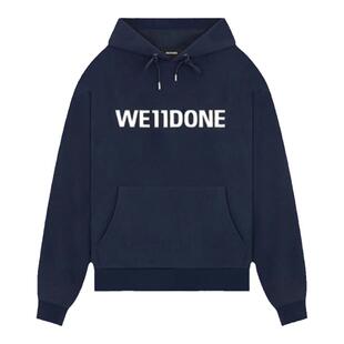 WE11DONE中性男女同款经典LOGO印花修身连帽卫衣