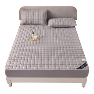 新款四季床笠单件酒店夹棉纯色蓝色床罩180x200席梦思床垫保护套