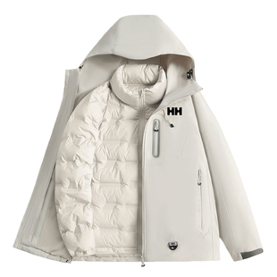 官方正品HH三合一可拆卸内胆羽绒服男士冬季防寒保暖冲锋鸭绒风衣
