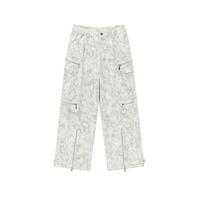 FORNINES做旧微喇工装裤