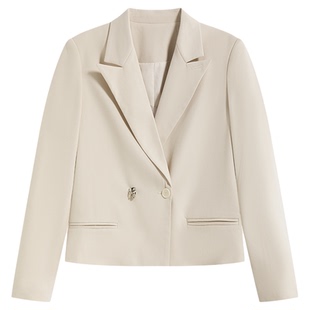 达佳诗米白色西装外套女小个子高级感休闲西服通勤面试职业装套装