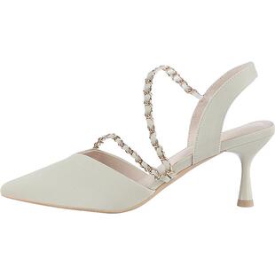 达芙妮尖头高跟鞋女细跟2026包头高跟凉鞋女夏季百搭女鞋凉鞋女款