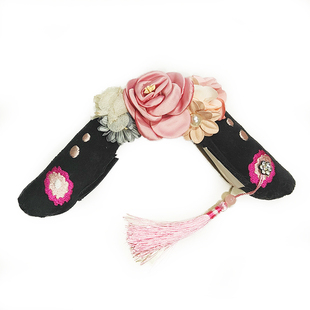 网红同款超大蝴蝶结头盔装饰品红色黑色机车摩托滑雪毛绒猫耳朵