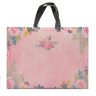 粉花朵礼品袋覆膜无纺布环保购物袋羽绒服服装店手提袋定制印logo