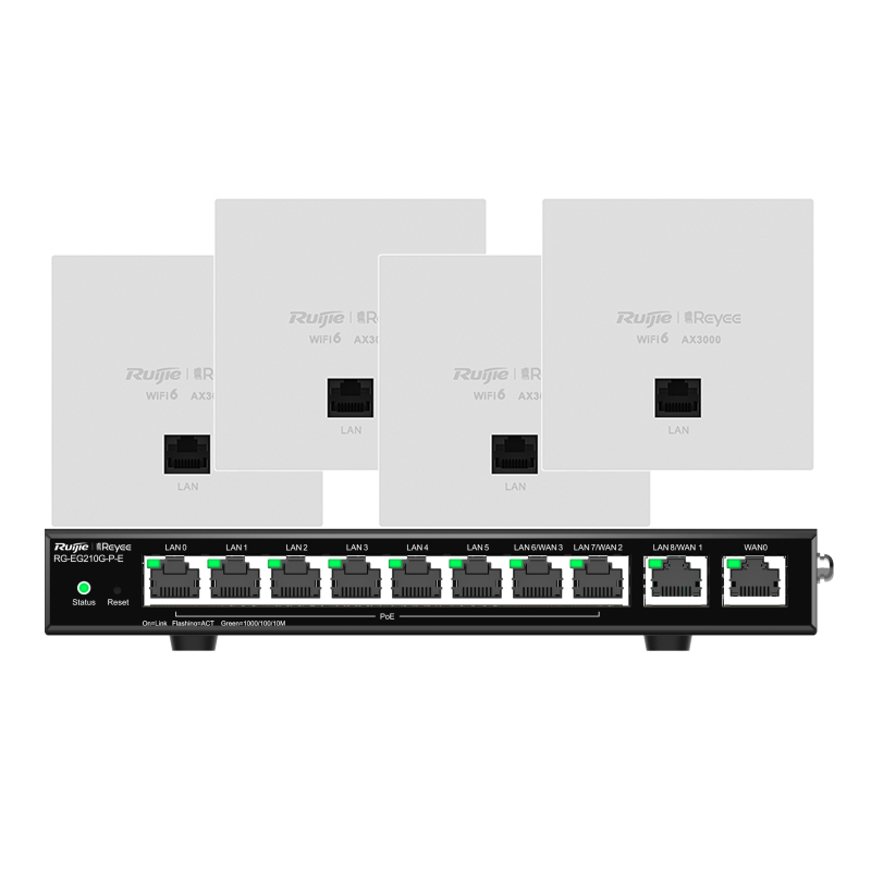 锐捷睿易无线AP面板RG-EAP162E套装 WiFi6千兆双频5G 中央路由器 POE供电AC网关AX3000M家用别墅全屋组网覆盖