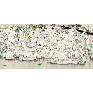 吴冠中国画狮子林横幅水墨写意画版画作品宣纸微喷复制画客厅装饰