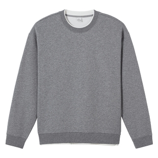 热风男士加绒卫衣2025年冬季新款假两件韩系打底内搭圆领保暖卫衣