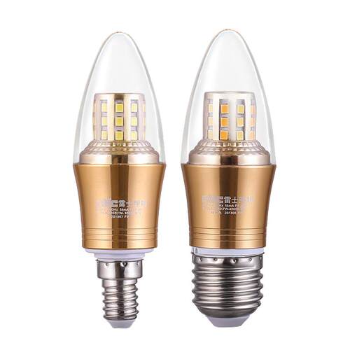 雷士照明led灯泡e14小蜡烛灯三色水晶吊灯光源E27螺口节能灯尖头