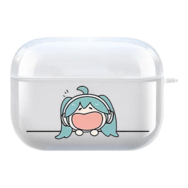 初音未来airpodspro2保护壳搞怪苹果1234代二代卡通蓝牙耳机套透明软壳