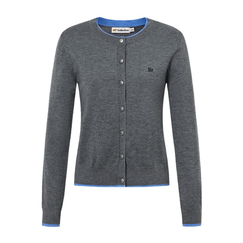 【含绵羊毛】GOLDEN BEAR/金熊 春季女士假两件柔软薄款针织开衫