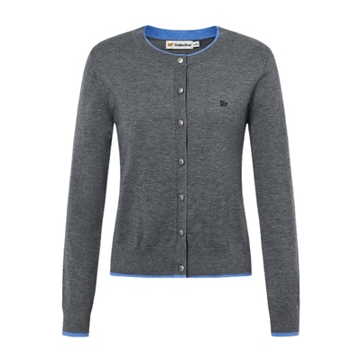 含绵羊毛假两件开衫长袖针织衫