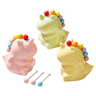 卡童高颜值水果叉套装不锈钢水果签收纳罐轻奢高级感可爱小叉子