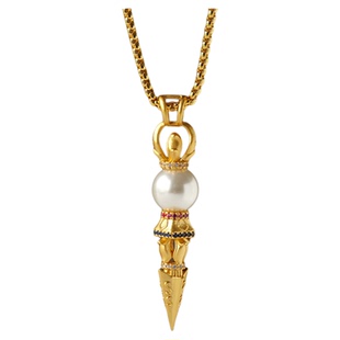 降魔杵珍珠金刚杵吊坠项链男女平安吉祥护身符挂件金色普巴金刚镢
