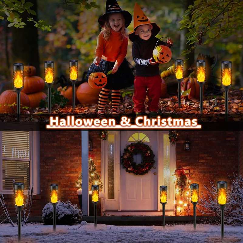 新款圆形太阳能火焰灯户外庭院草坪灯别墅花园院子氛围照明地插灯