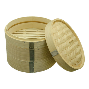 粤蒸粤香家用加高新式竹蒸笼屉光滑厚实竹子蒸屉配加高圈蒸菜蒸架