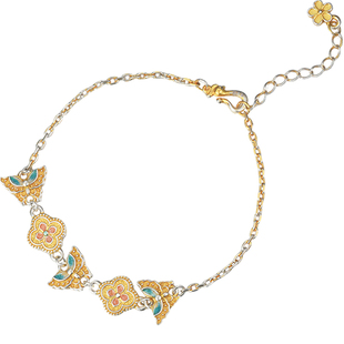 吴越老银铺宸翎纯银手链珐琅蝴蝶手串中国风小众设计闺蜜生日礼物