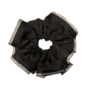 气质高级感款大肠发圈网纱蕾丝边半扎发绳百搭弹力皮筋头绳发饰