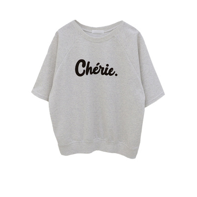 圆领字母印花半袖百搭内搭上衣女