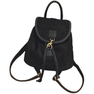 韩国丝绒双肩包包女2023新款潮休闲八奶同款背包百搭手提水桶包