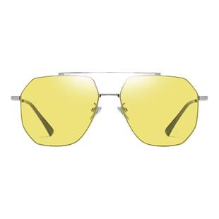 GM墨镜太阳镜飞行员男士明星同款茶色偏光防紫外近视可带度数LCW