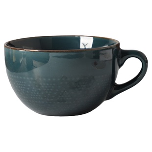 三瓷家 釉下彩超大容量陶瓷马克杯碗家用浮雕波点燕麦杯个人专用