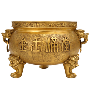 金玉满堂香炉供全铜鼎炉香上香家用黄铜室内大尺寸供佛烧焚供财神