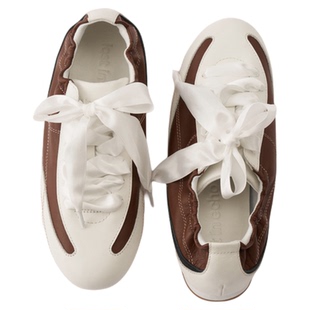 lost in echo春季新款时尚复古真皮抽褶牛皮薄底休闲阿甘鞋女