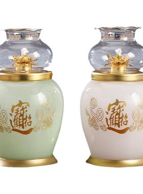 仿玉石酥油灯长明灯佛前供灯家用