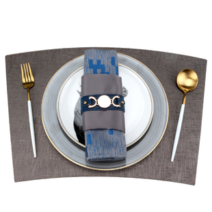 扇形复古风皮革餐垫防水防油餐桌垫酒店家用新中式圆桌隔热垫