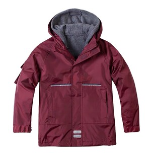 英伦学院儿童棉服加绒加厚可拆卸冲锋衣枣红色藏青色棉服校服