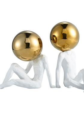 高档人物陶瓷现代样板间书柜摆件