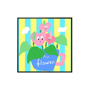 多巴胺花束小动物数字油画diy填充填色手工绘丙烯油彩画装饰挂画