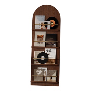 书架儿童绘本架不占空间实木报刊杂志展示架落地书报架拱形置物架