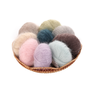 云烟 真丝马海毛毛线团软糯海马进口桑蚕丝手工编织毛衣diy材料包