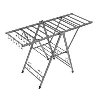 晾衣架落地折叠铝合金家用阳台晾衣杆移动简易晒被架子翼型置衣架