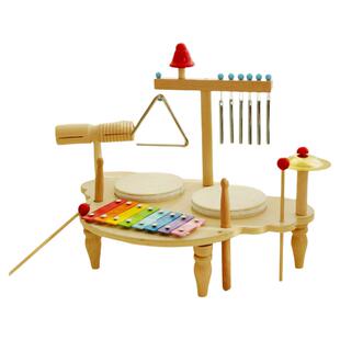 宝宝多功能音乐台木质奥尔夫打击乐器八音敲琴鼓儿童玩具架子鼓女