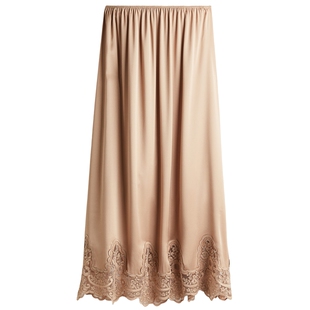 HM女装25冬季新款半身裙蕾丝边缎质半身裙1310814