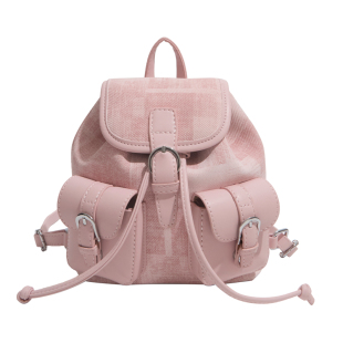 学院风多口袋双肩包女2026新款时尚百搭背包质感休闲洋气纯色日韩