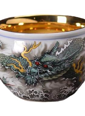 景德镇24k金青龙茶杯主人珐琅彩