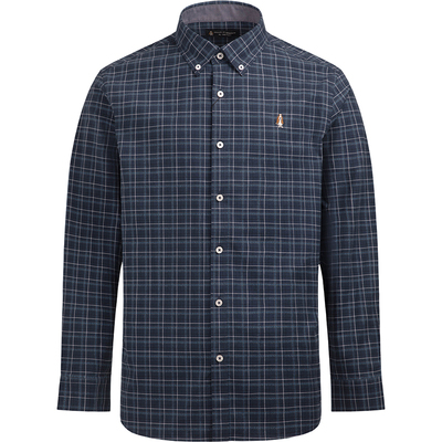 暇步士男装全棉磨毛格纹衬衫