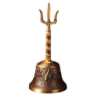 龙虎山发货纯铜鎏金黄铜手摇法铃三清铃摇铃三叉铃太极八卦铜铃