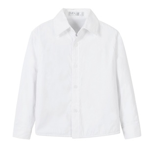 儿童浅蓝色衬衫男童女童长袖衬衣男孩大童小学生演出校服纯棉春秋