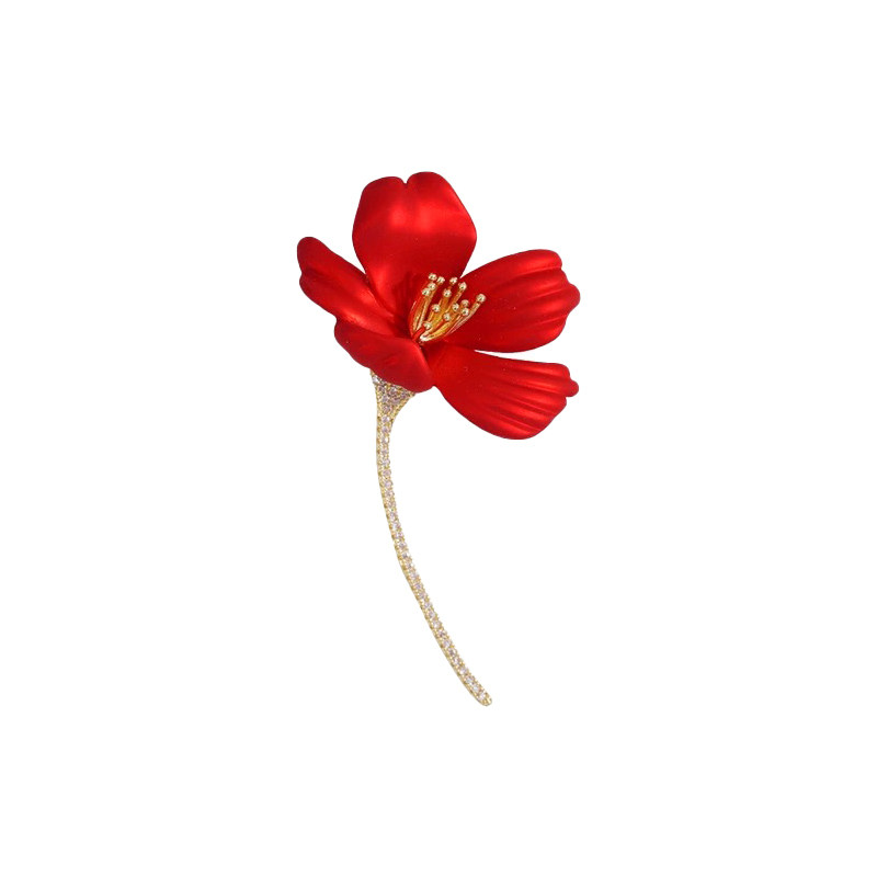 迪曼达设计师款红花立体胸针