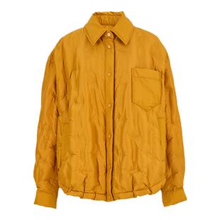 【商场同款】AUM噢姆春季休闲茧型鹅绒翻领衬衫式贴袋宽松羽绒服