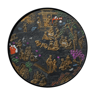 国家非遗 1989年制 明代天启老墨版《百老图》曹素功收藏级墨块 天然墨锭陈墨条 高档大块徽墨礼品 文房四宝