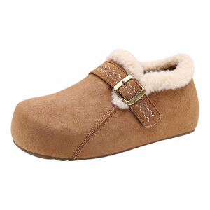 内增高勃肯鞋女鞋2025新款冬厚底复古全包加绒毛毛棉鞋百搭一脚蹬