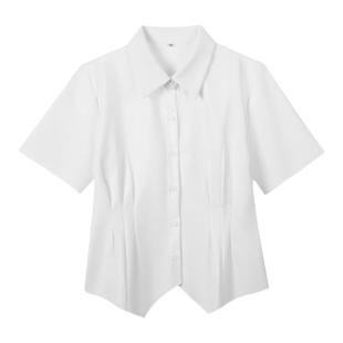 夏季学院风显瘦短袖收腰衬衫女校服修身校供jk制服套装白掐腰衬衣